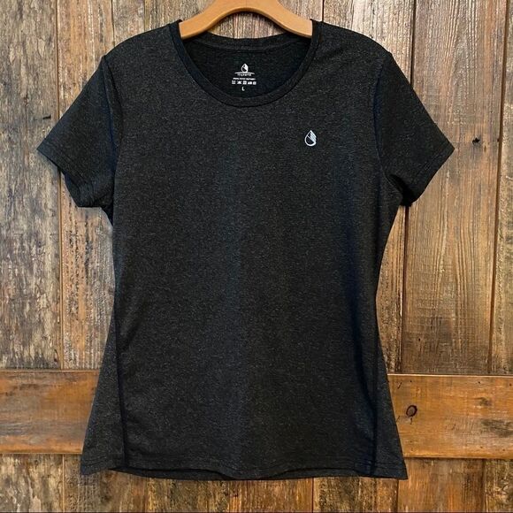 Icyzone L Black Base Layer Exercise Workout Stretch Short Sleeve T-Shirt - Picture 2 of 8